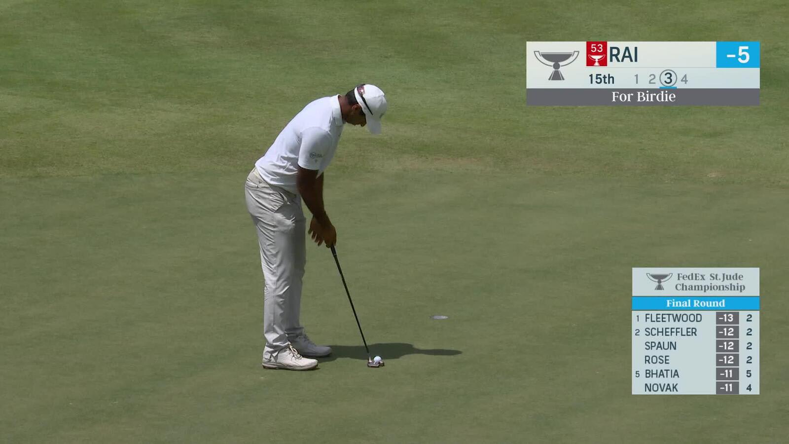 Aaron Rai makes birdie on No. 15 at FedEx St. Jude