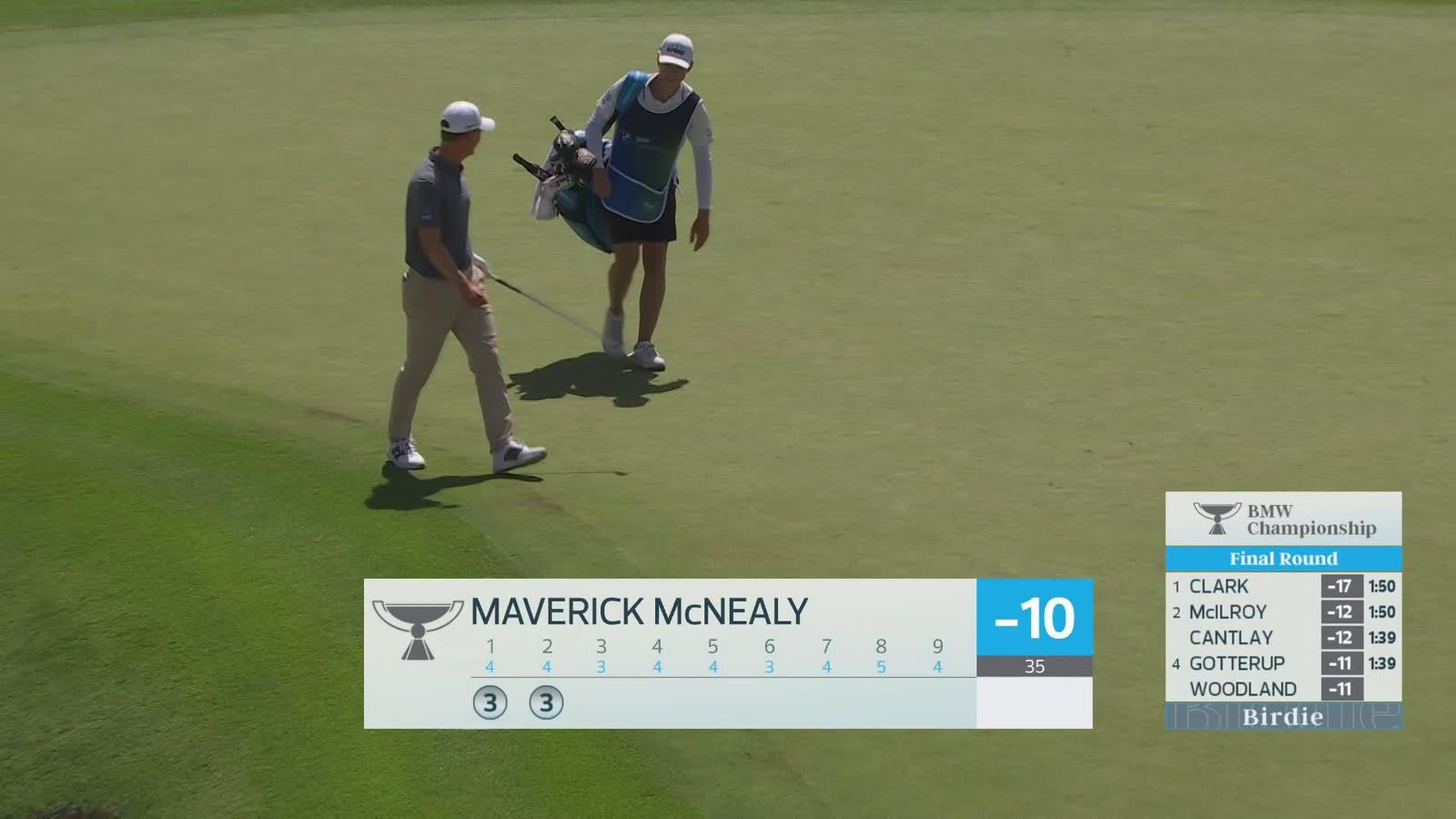 Maverick McNealy holes 60-foot approach for birdie on No. 2 at BMW Championship