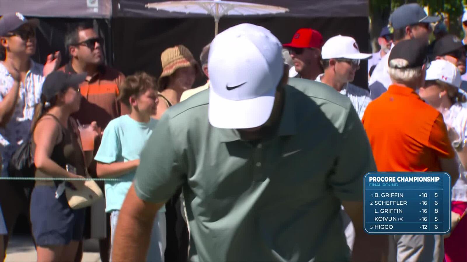 Scottie Scheffler pours in a 26-foot birdie putt to chase lead at Procore