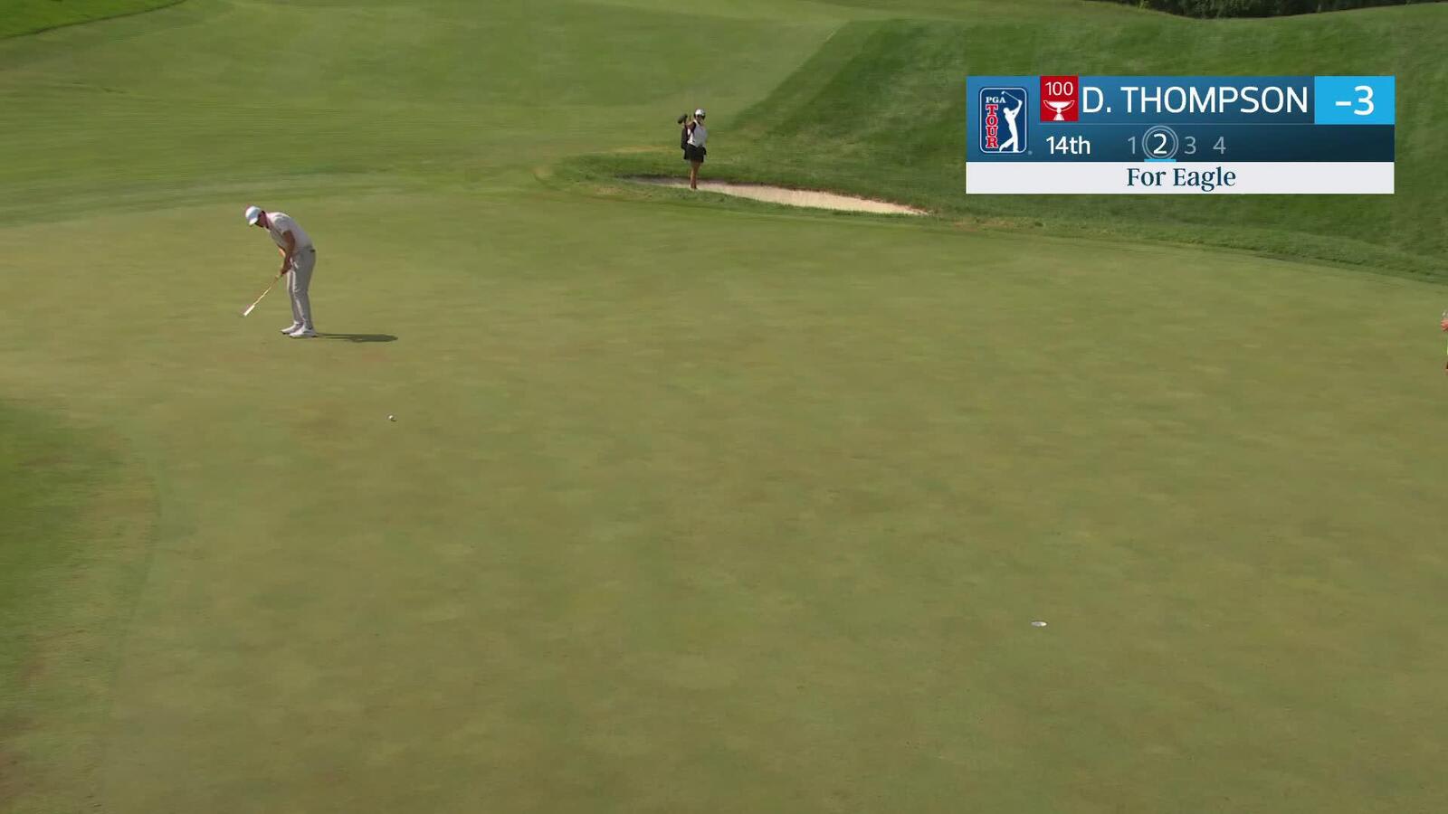 Davis Thompson's drive to 44 feet sets up birdie on No. 14 at John Deere
