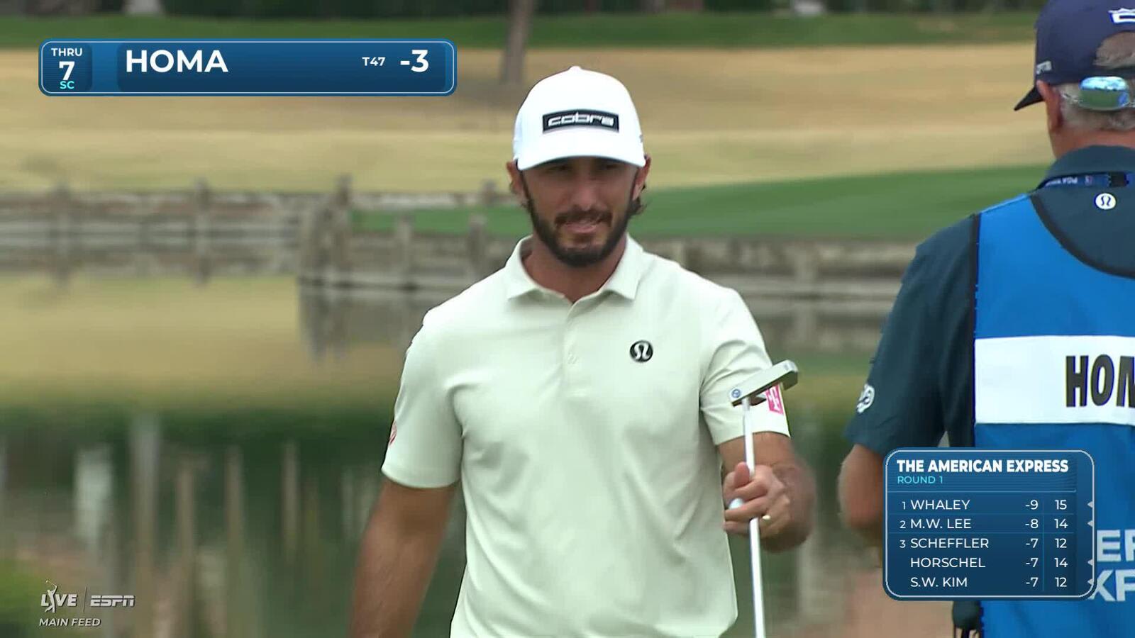 Max Homa hits 91-yard approach to 3 feet, sets up birdie on No. 7 at The American Express