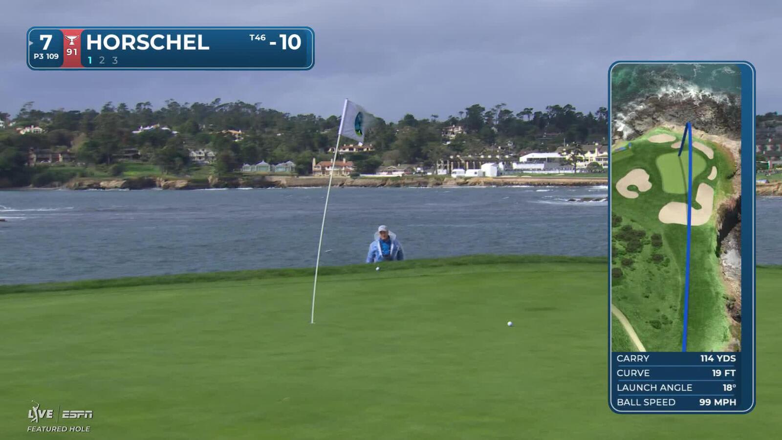Billy Horschel hits 109-yard tee shot to 10 feet, makes birdie on No. 7 at AT&T Pebble Beach