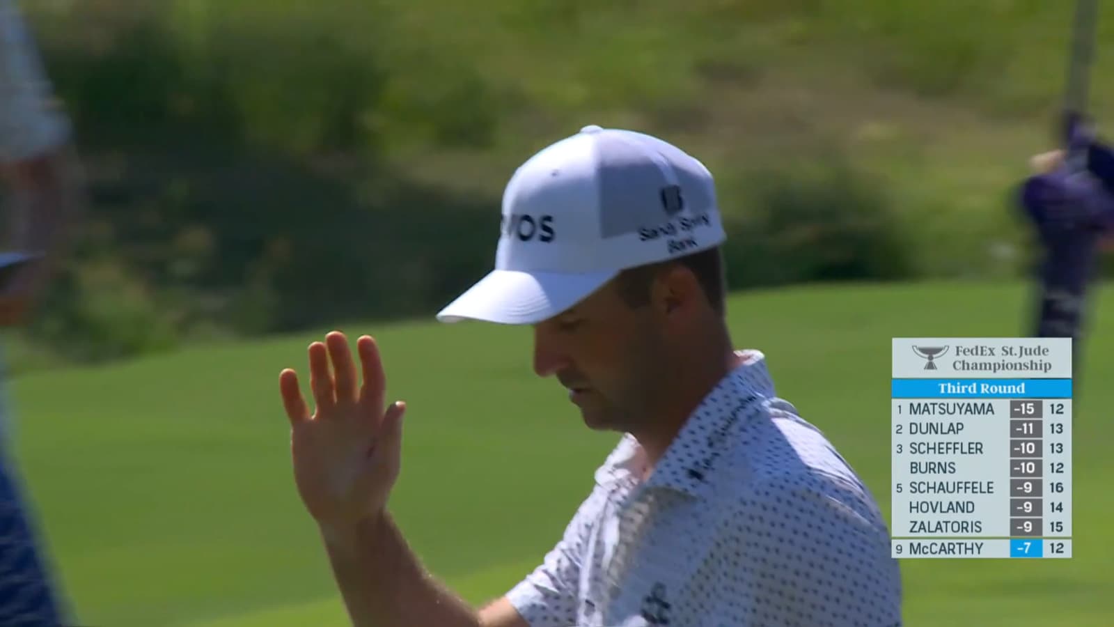 Denny McCarthy drains a 30-foot birdie putt at FedEx St. Jude