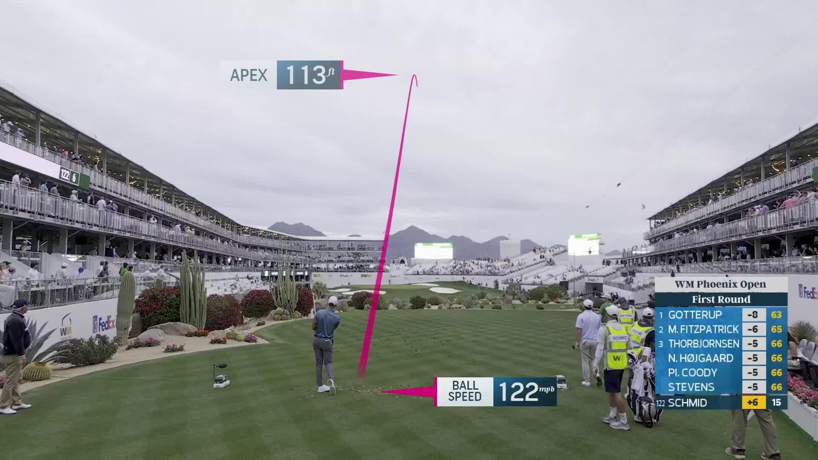 Matti Schmid hits 157-yard tee shot to 5 feet, sets up birdie on No. 16 at WM Phoenix Open