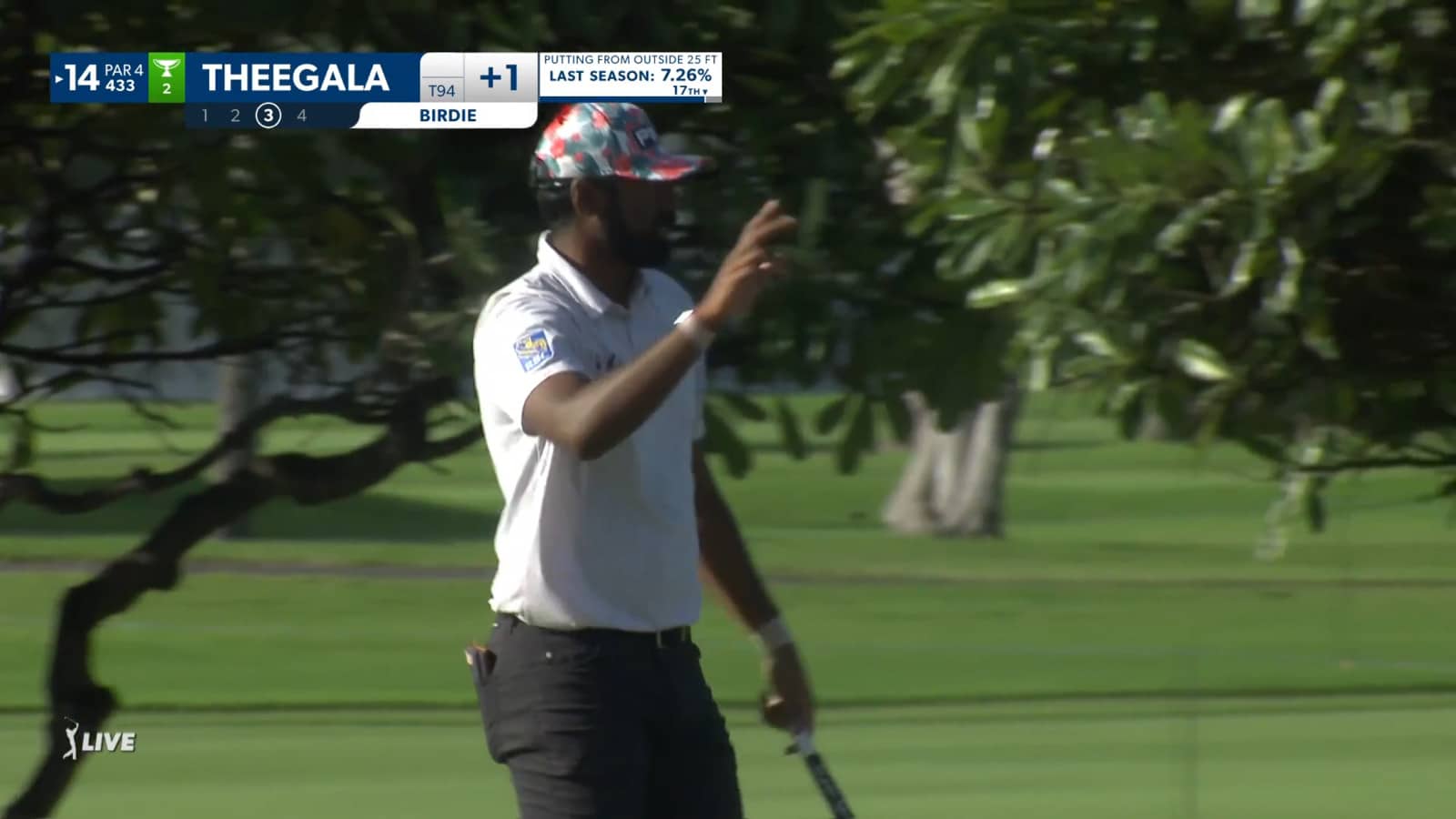 Sahith Theegala jars 55-footer for birdie at Sony Open