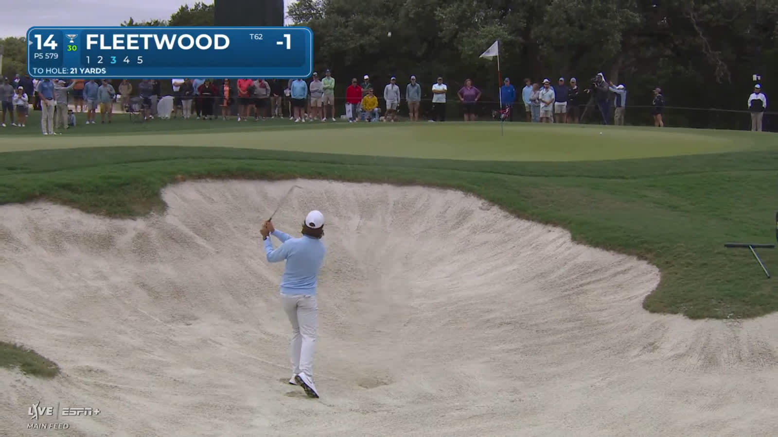 Tommy Fleetwood gets up-and-down for birdie at Valero