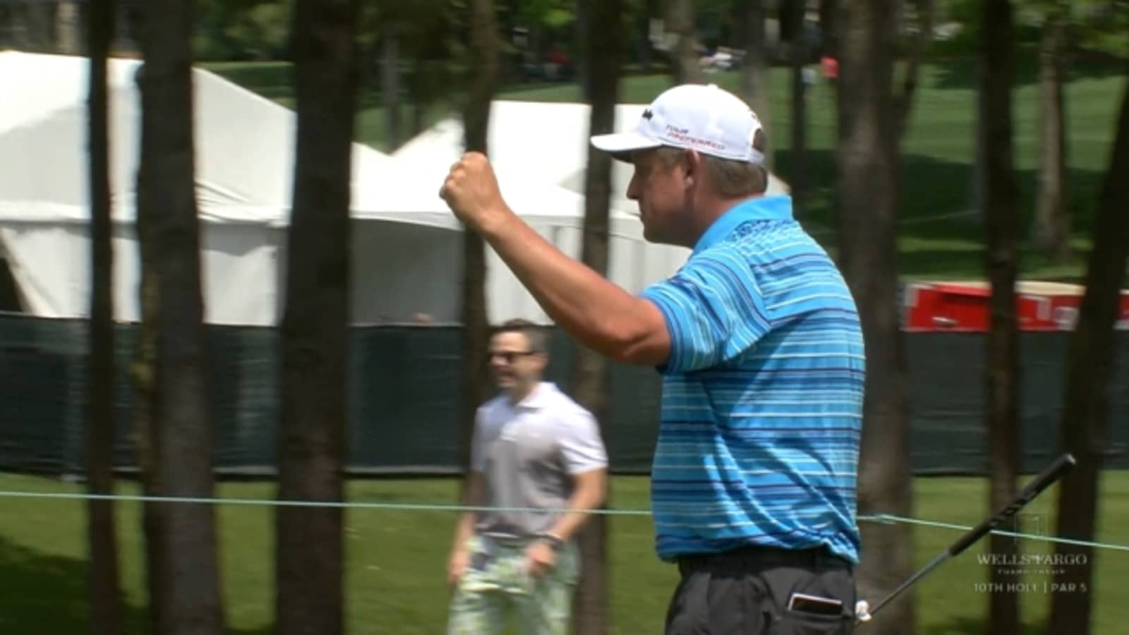 Rod Perry drains a 70-foot birdie at Wells Fargo