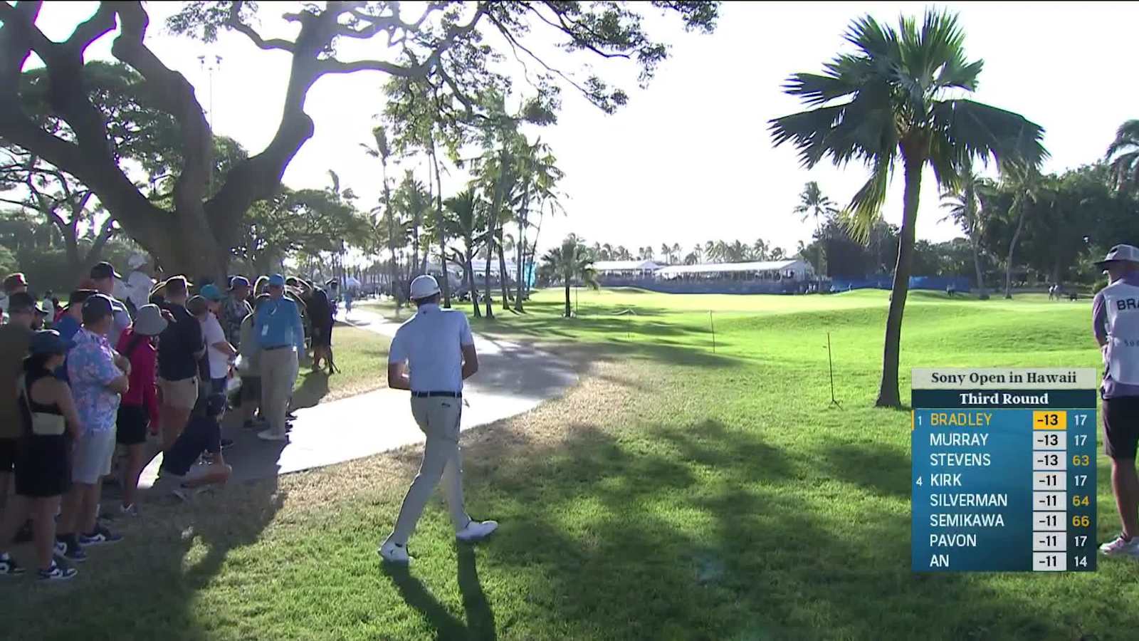 Keegan Bradley's long iron around trees sets up birdie at Sony Open
