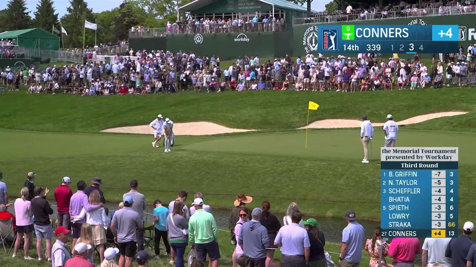 Corey Conners chips in for birdie at the Memorial