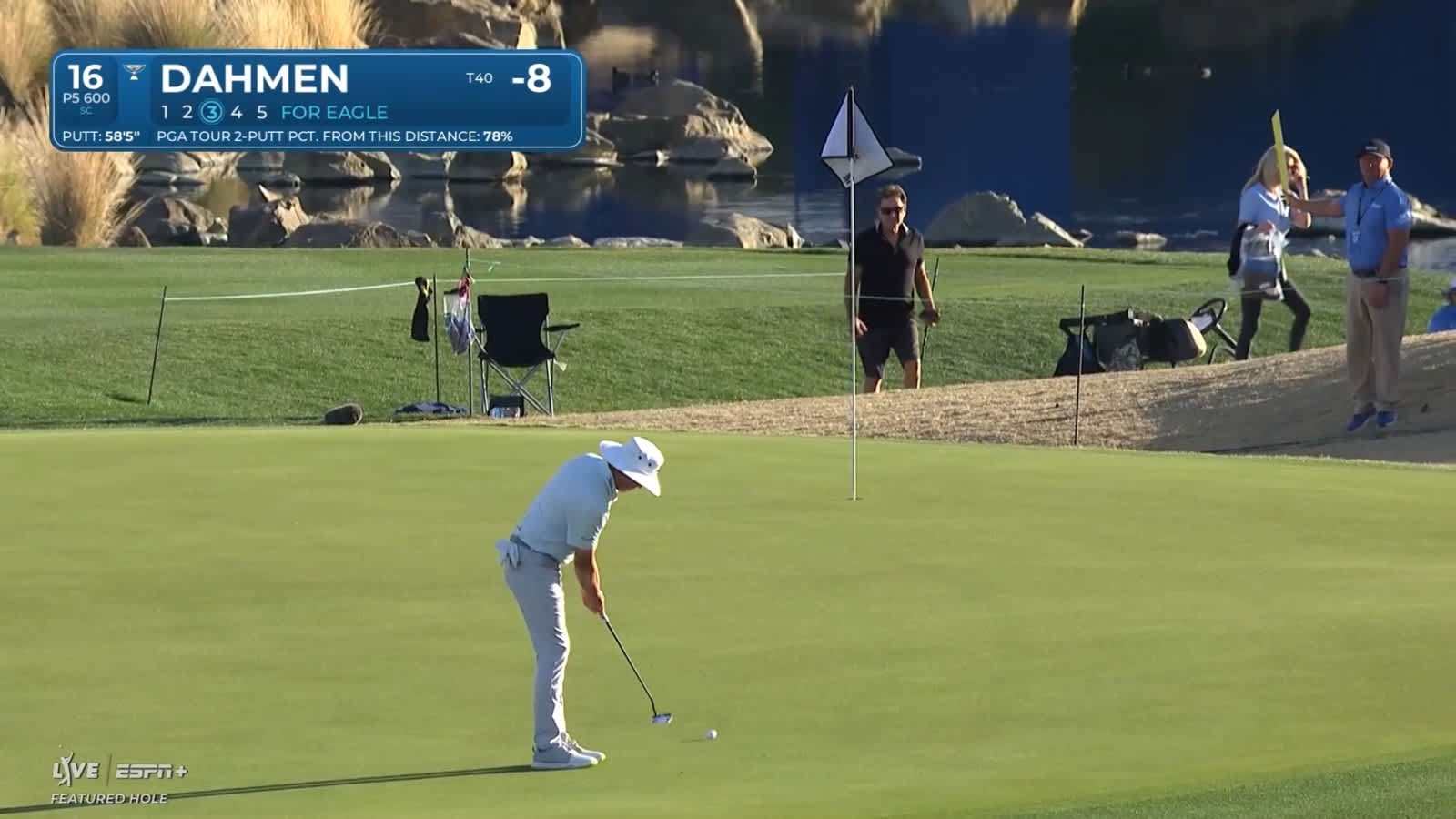 Joel Dahmen hits outstanding lag putt and taps in birdie at The American Express