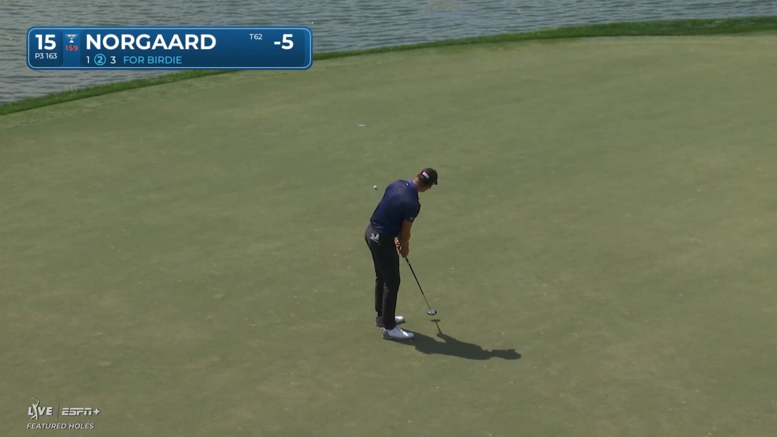 Niklas Norgaard curls in a 28-foot downhill birdie putt at Cognizant Classic