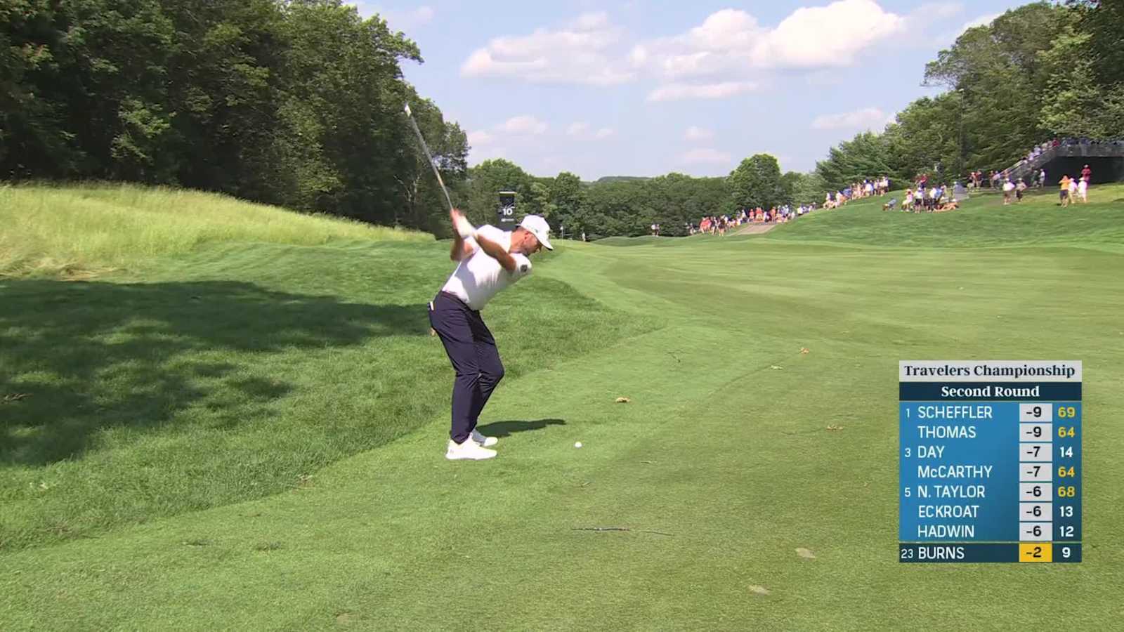 Sam Burns makes birdie on No. 10 at Travelers