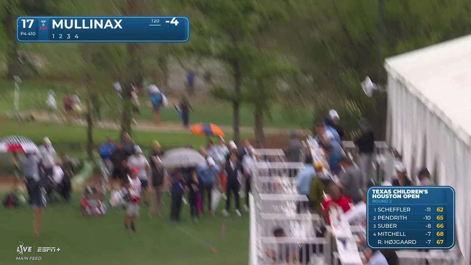 Trey Mullinax's approach from behind tent and birdie at Houston Open