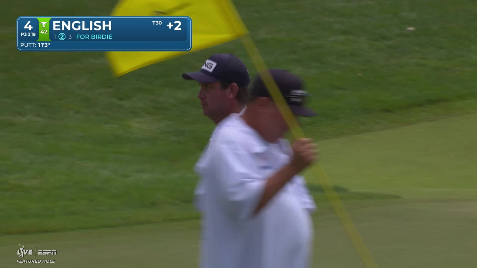 Harris English sinks 11-foot birdie putt on No. 4 at the Memorial