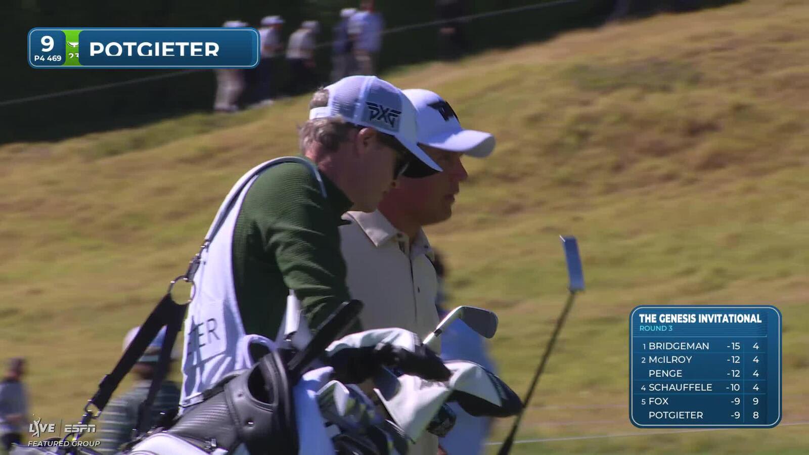 Aldrich Potgieter hits 147-yard approach to 9 feet, makes birdie on No. 9 at The Genesis