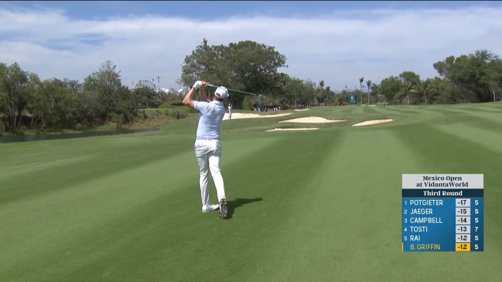 Ben Griffin navigates No. 6 for birdie at Mexico Open