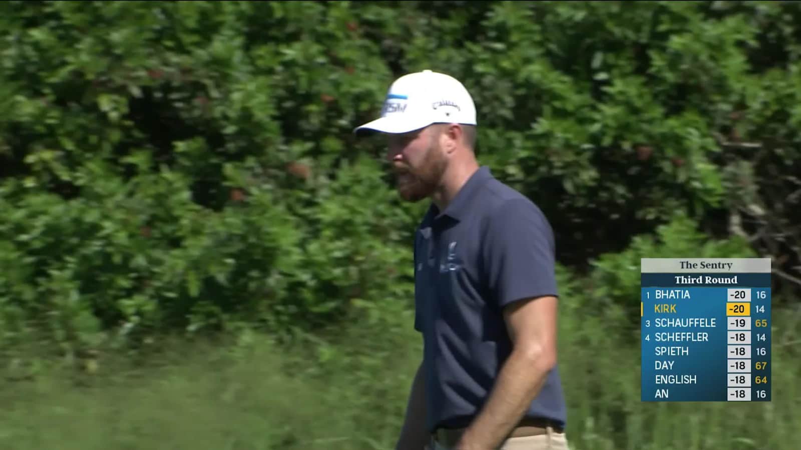 Chris Kirk's 20-foot par save from off the green Sentry