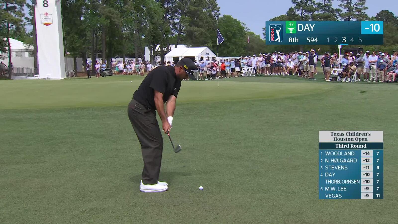 Jason Day hits 50-yard approach to 2 feet, sets up birdie on No. 8 at Texas Children's