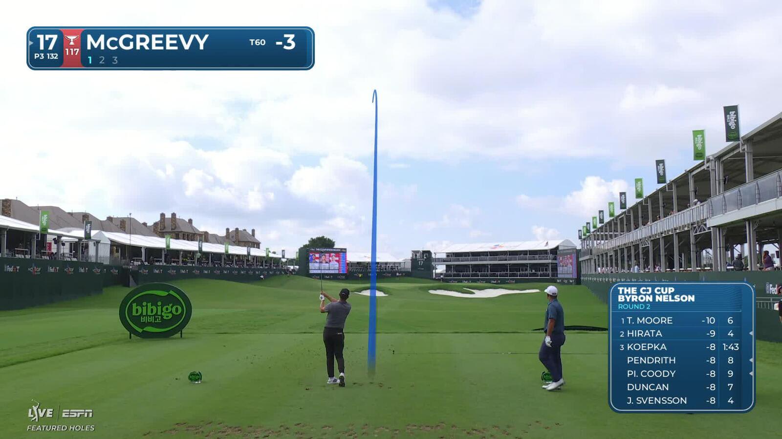 Max McGreevy hits tee shot to 4 feet, sets up birdie on No. 17 at THE CJ CUP