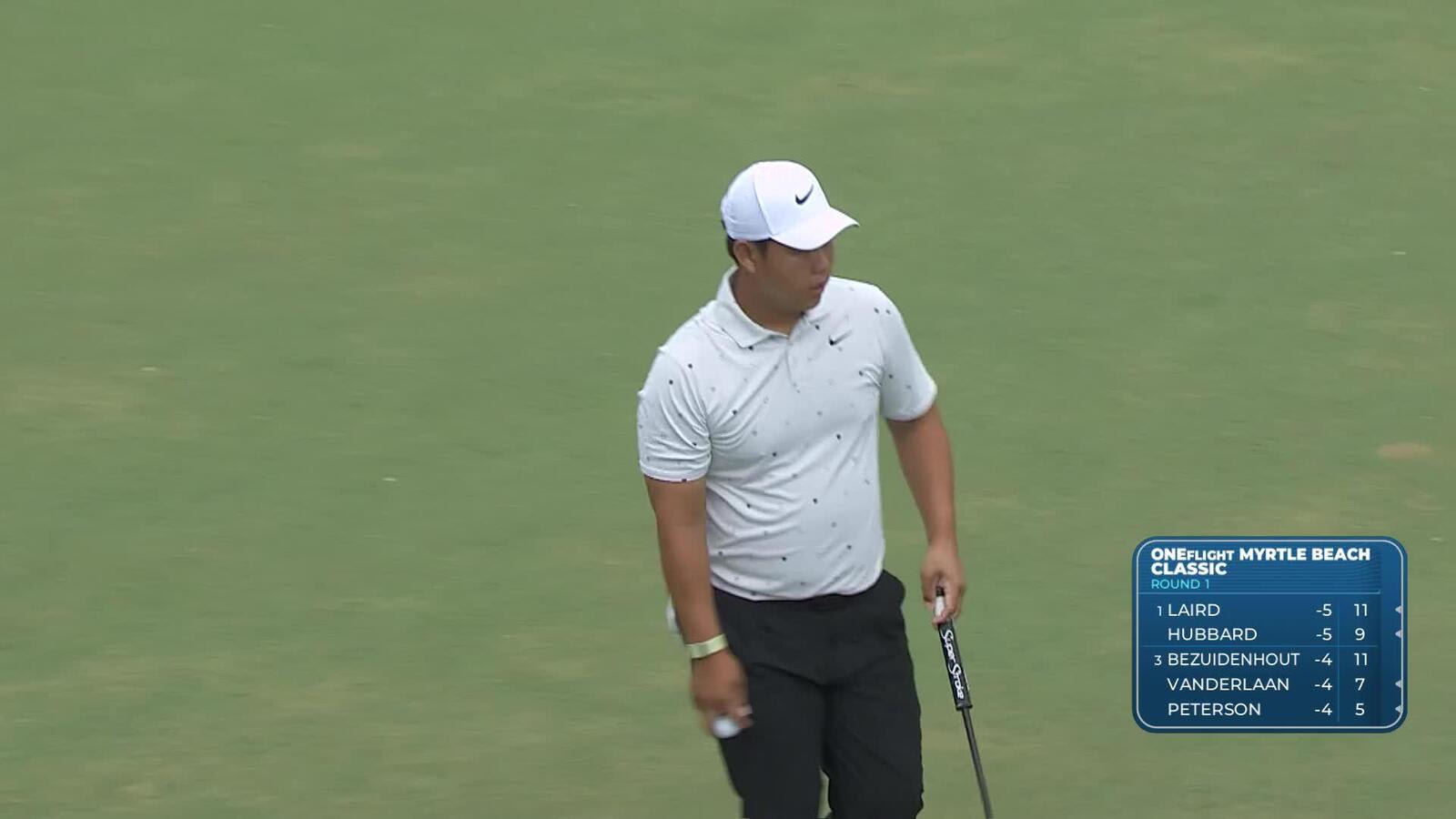Tom Kim sinks 9-foot birdie putt on No. 10 at ONEflight Myrtle