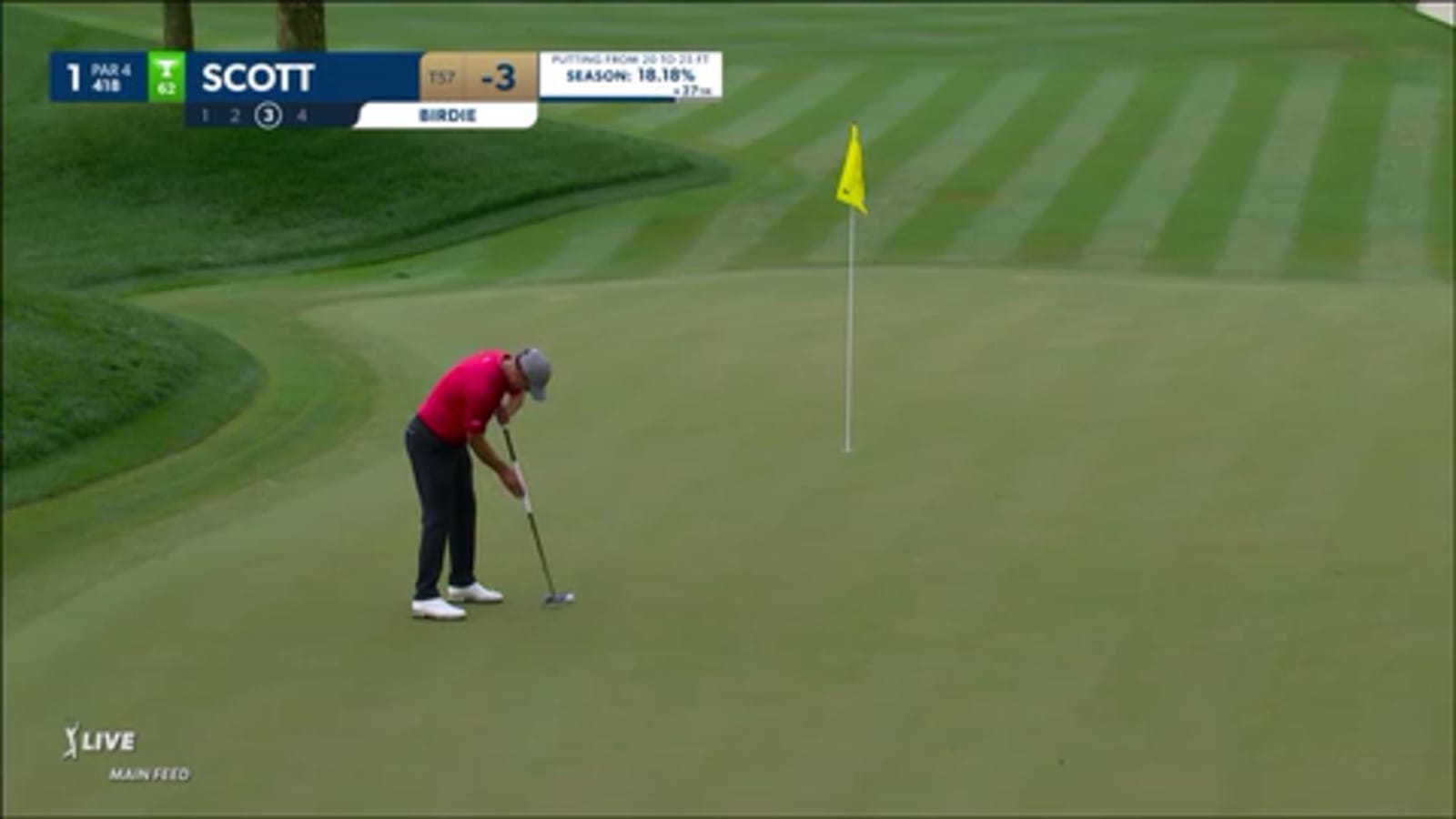 Adam Scott sinks a 20-foot birdie putt at THE PLAYERS