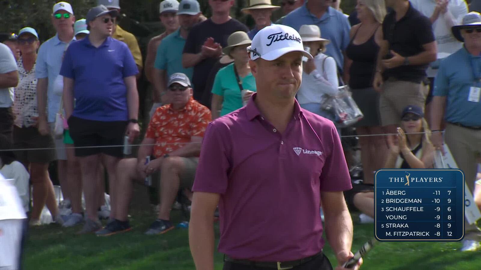 Justin Thomas sinks 8-foot birdie putt on No. 9 at THE PLAYERS