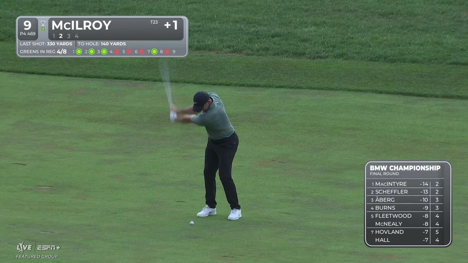 Rory McIlroy makes birdie on No. 9 at BMW Championship