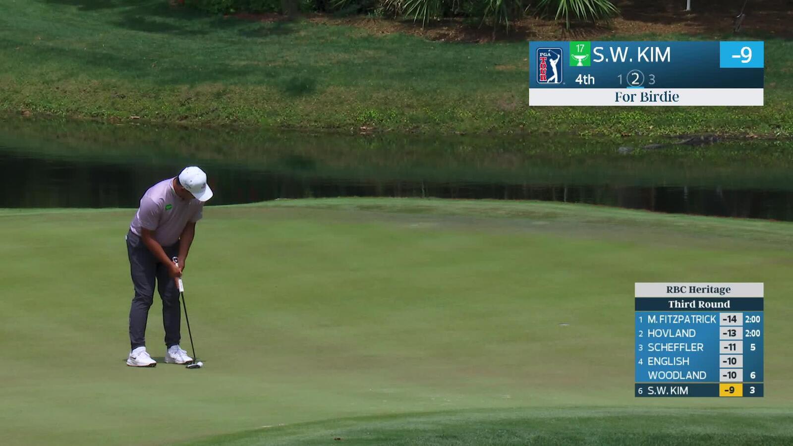 Si Woo Kim drains 13-foot birdie putt on No. 4 at RBC Heritage