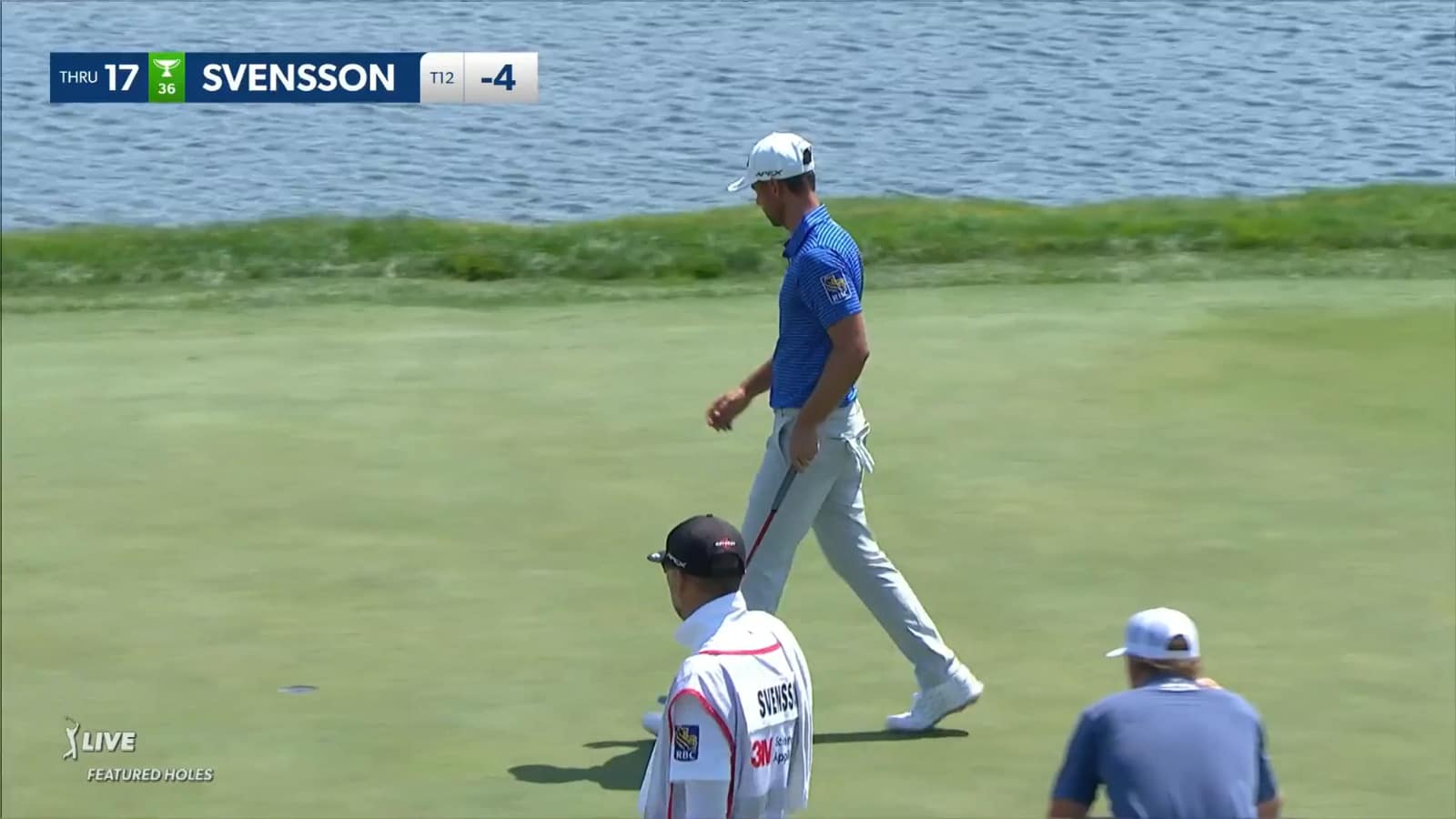 Adam Svensson sends in a 20-foot birdie putt at 3M Open