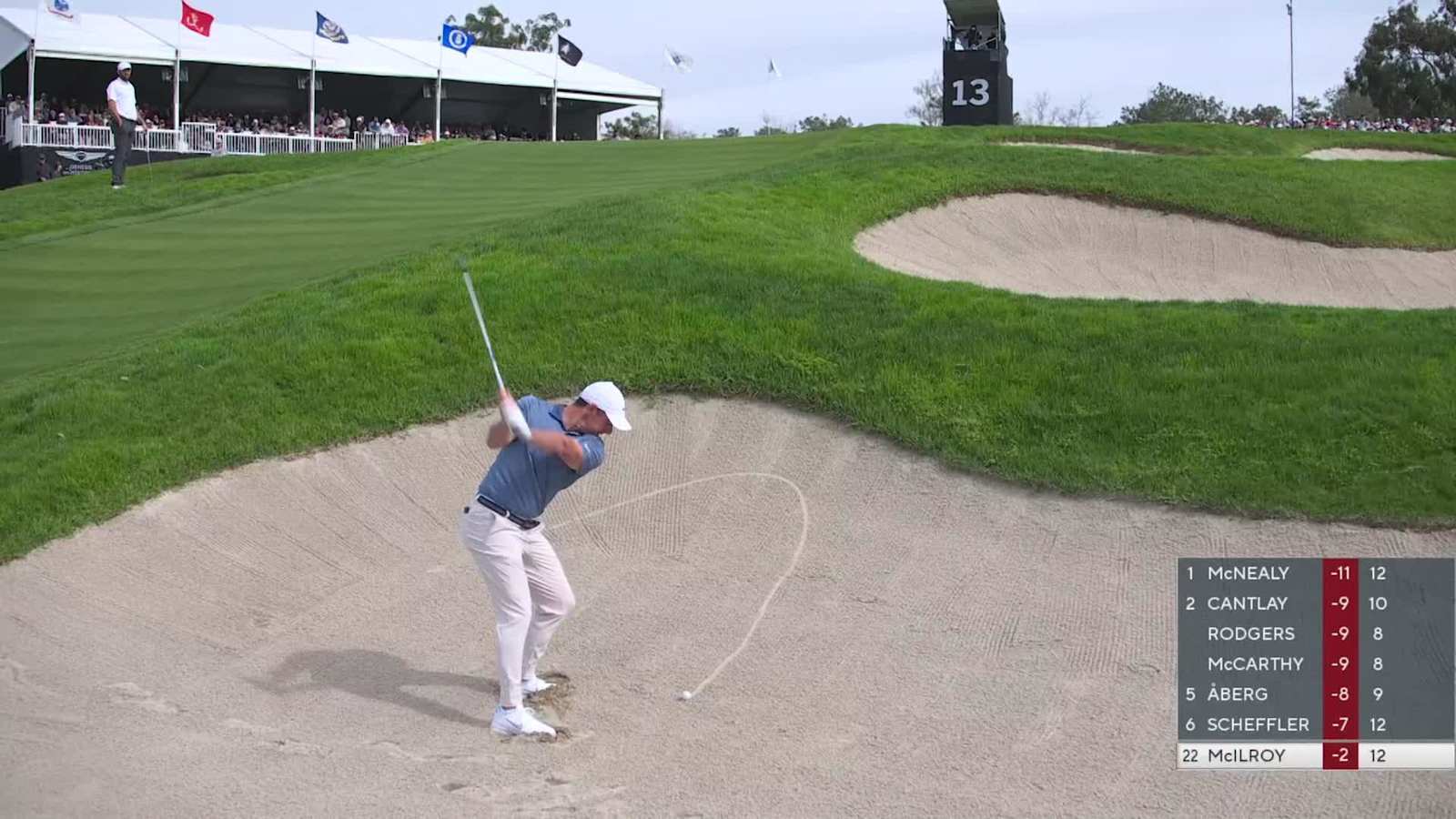 Rory McIlroy makes birdie on No. 13 at Genesis