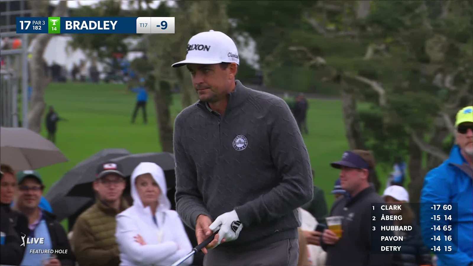 Keegan Bradley sinks a 20-foot birdie putt at AT&T Pebble Beach