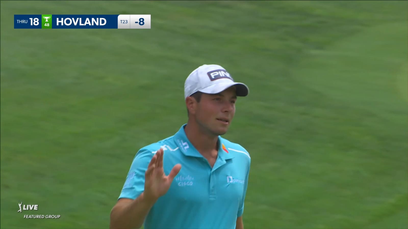 Viktor Hovland buries 23-footer for birdie at Travelers