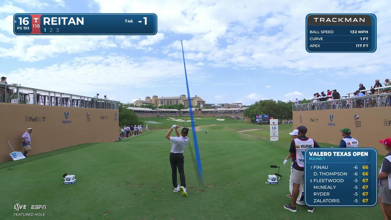 Kristoffer Reitan drains 16-foot birdie putt on No. 16 at Valero