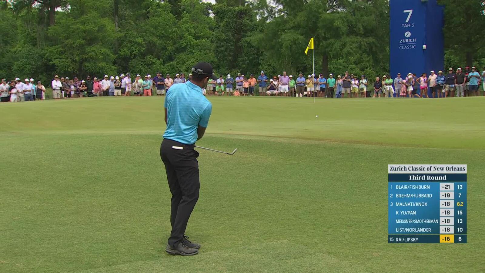 Aaron Rai gets up-and-down for birdie at Zurich Classic