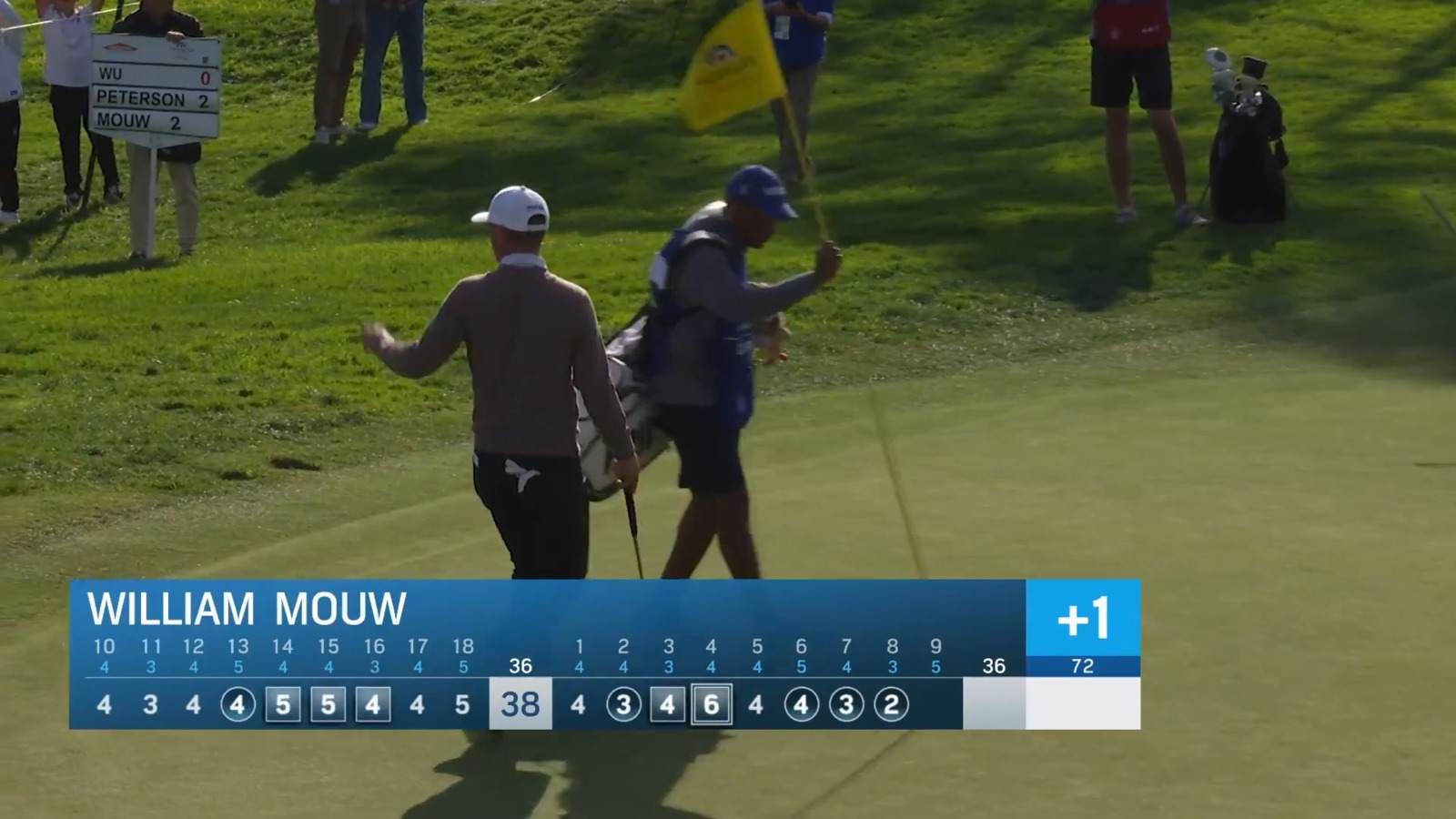 William Mouw's excellent tee shot burns the edge of the cup at Farmers