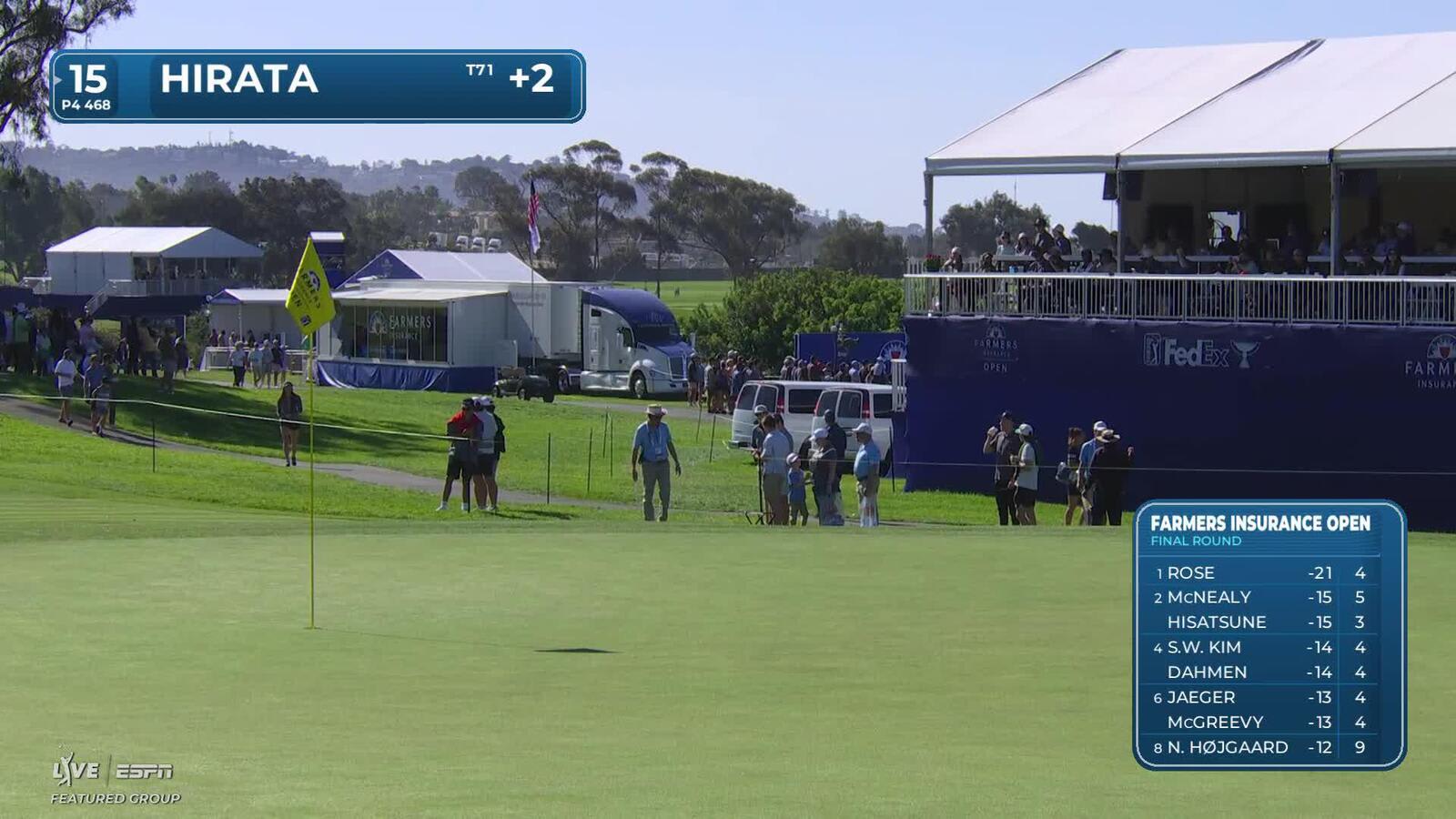 Kensei Hirata hits 153-yard approach to 18 feet, sets up birdie on No. 15 at Farmers