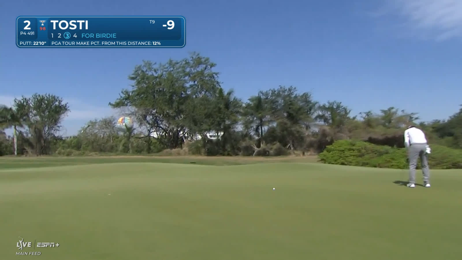 Alejandro Tosti sinks a 22-foot birdie putt at Mexico Open