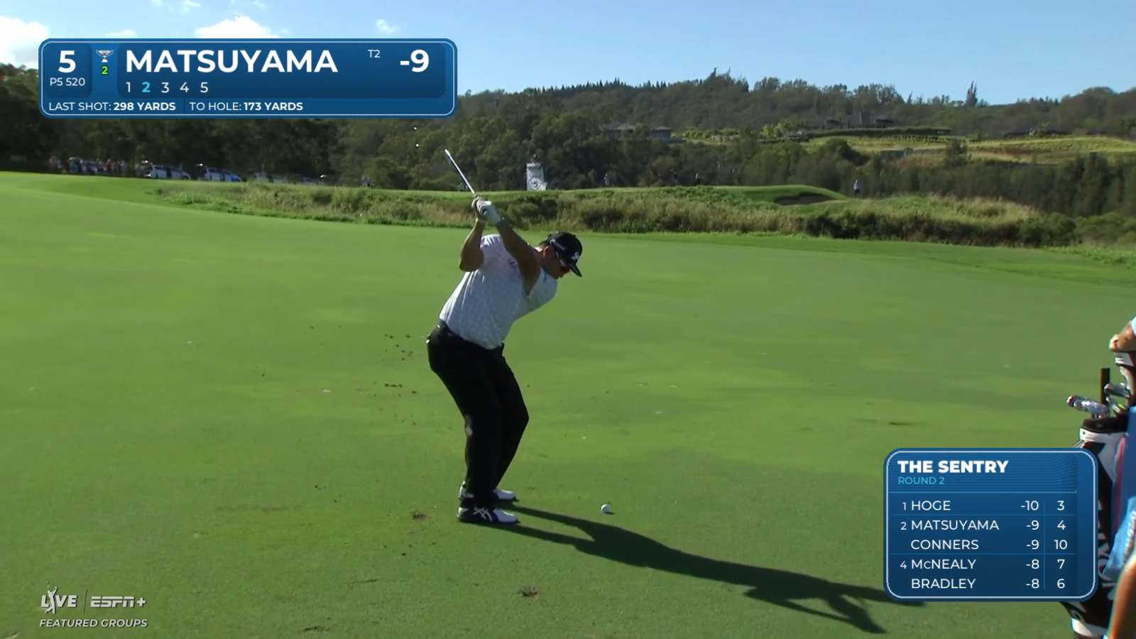 Hideki Matsuyama reaches green with second shot and birdies at The Sentry