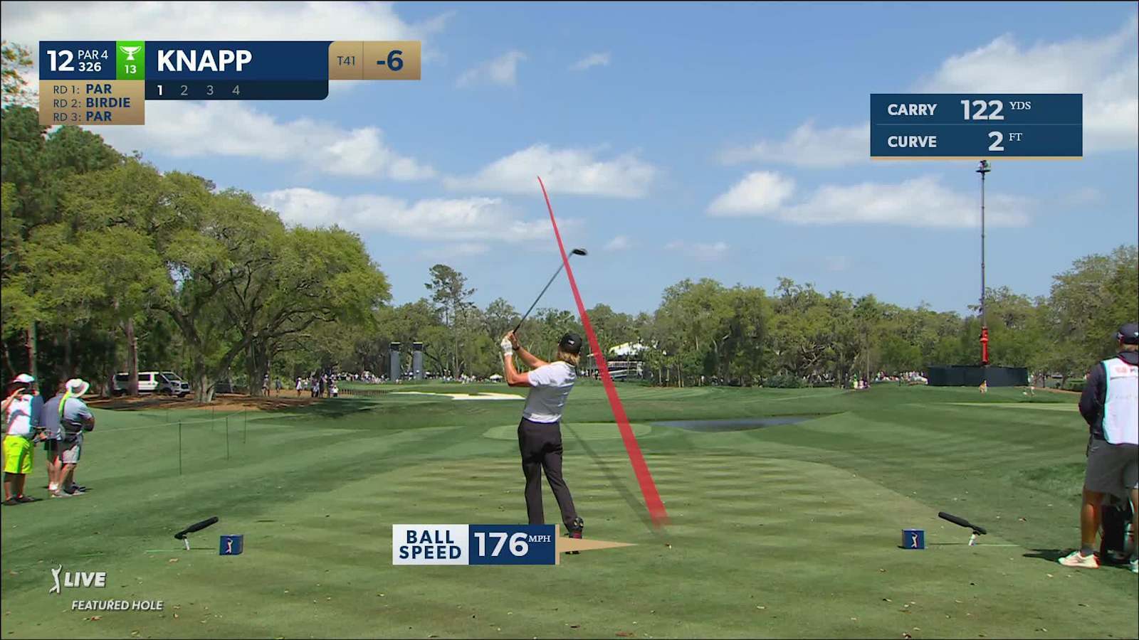 Jake Knapp drives the green and birdies at THE PLAYERS