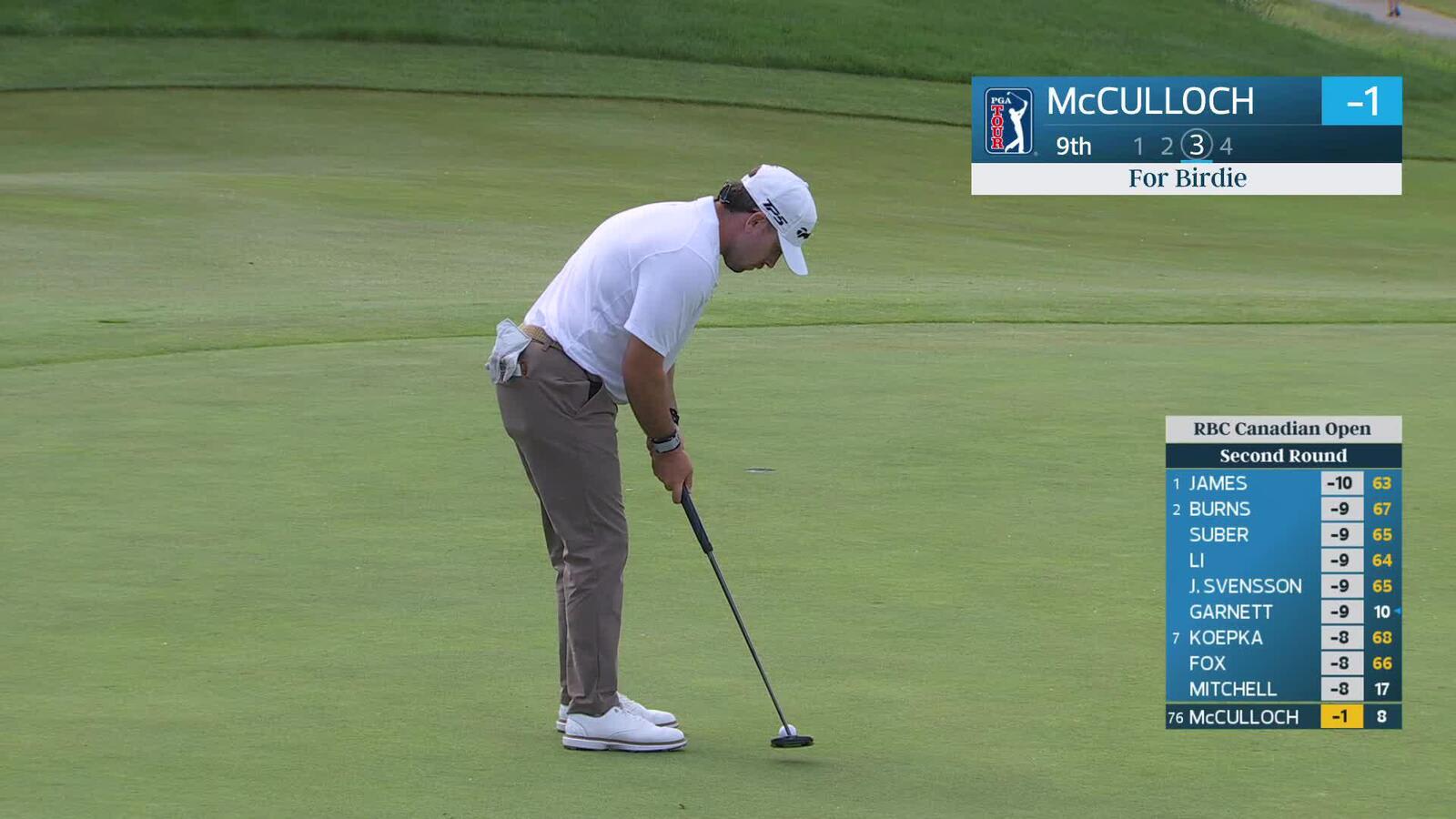 Ashton McCulloch sinks 22-foot birdie putt on No. 9 at RBC Canadian