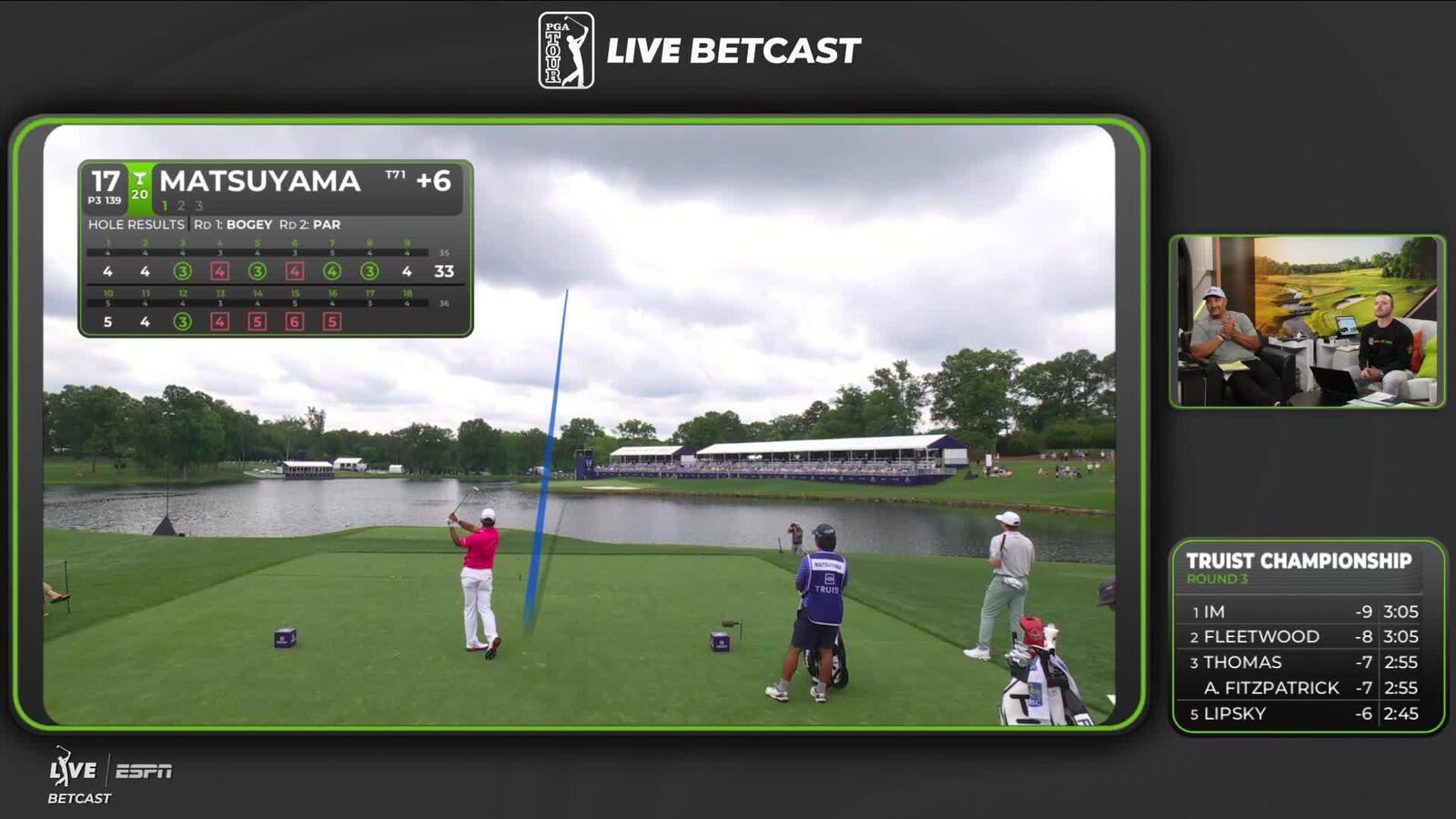 Hideki Matsuyama hits tee shot to 8 feet, sets up birdie on No. 17 at Truist Championship