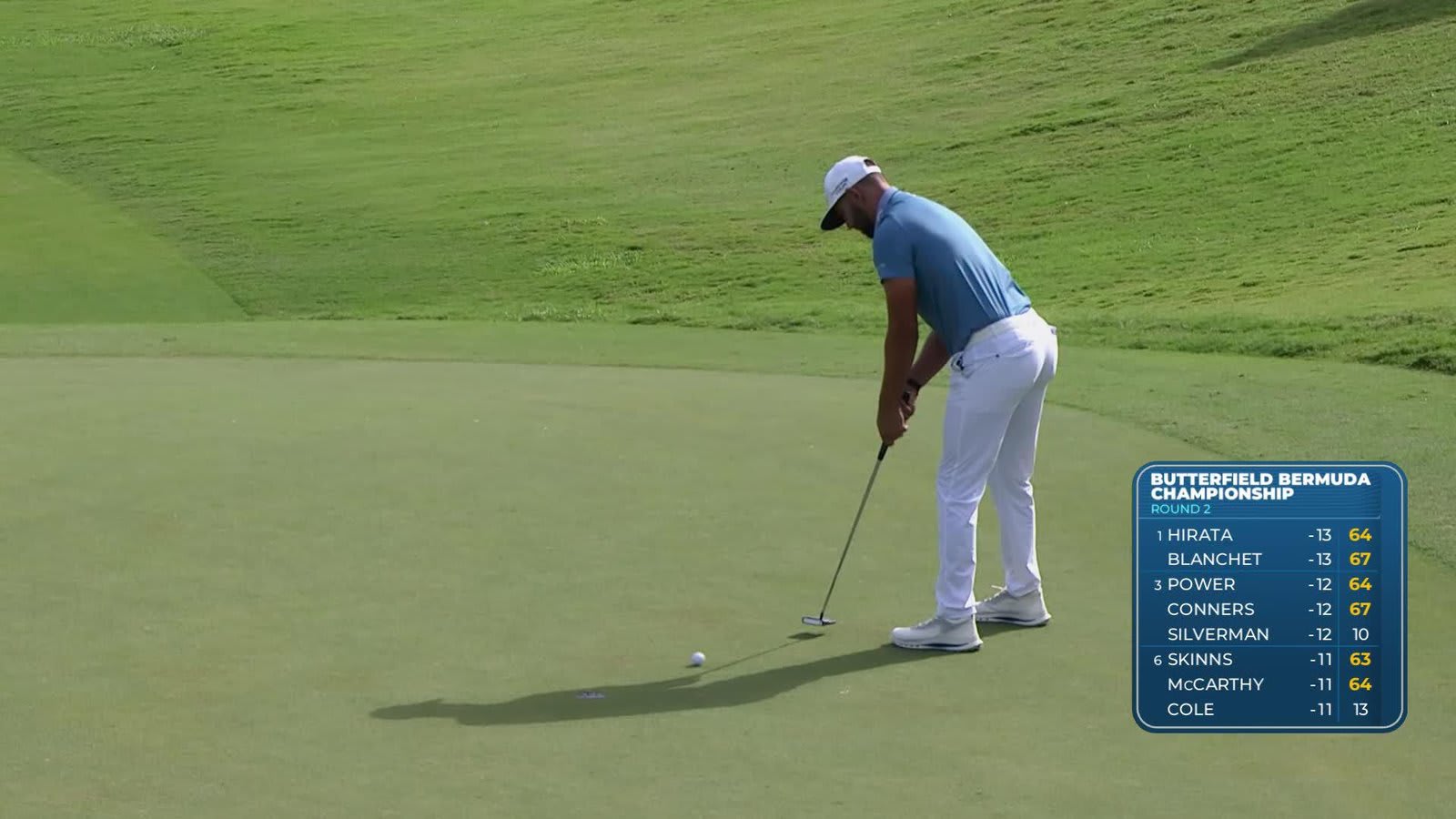 Erik van Rooyen drains 9-foot birdie putt on No. 18 at Butterfield Bermuda