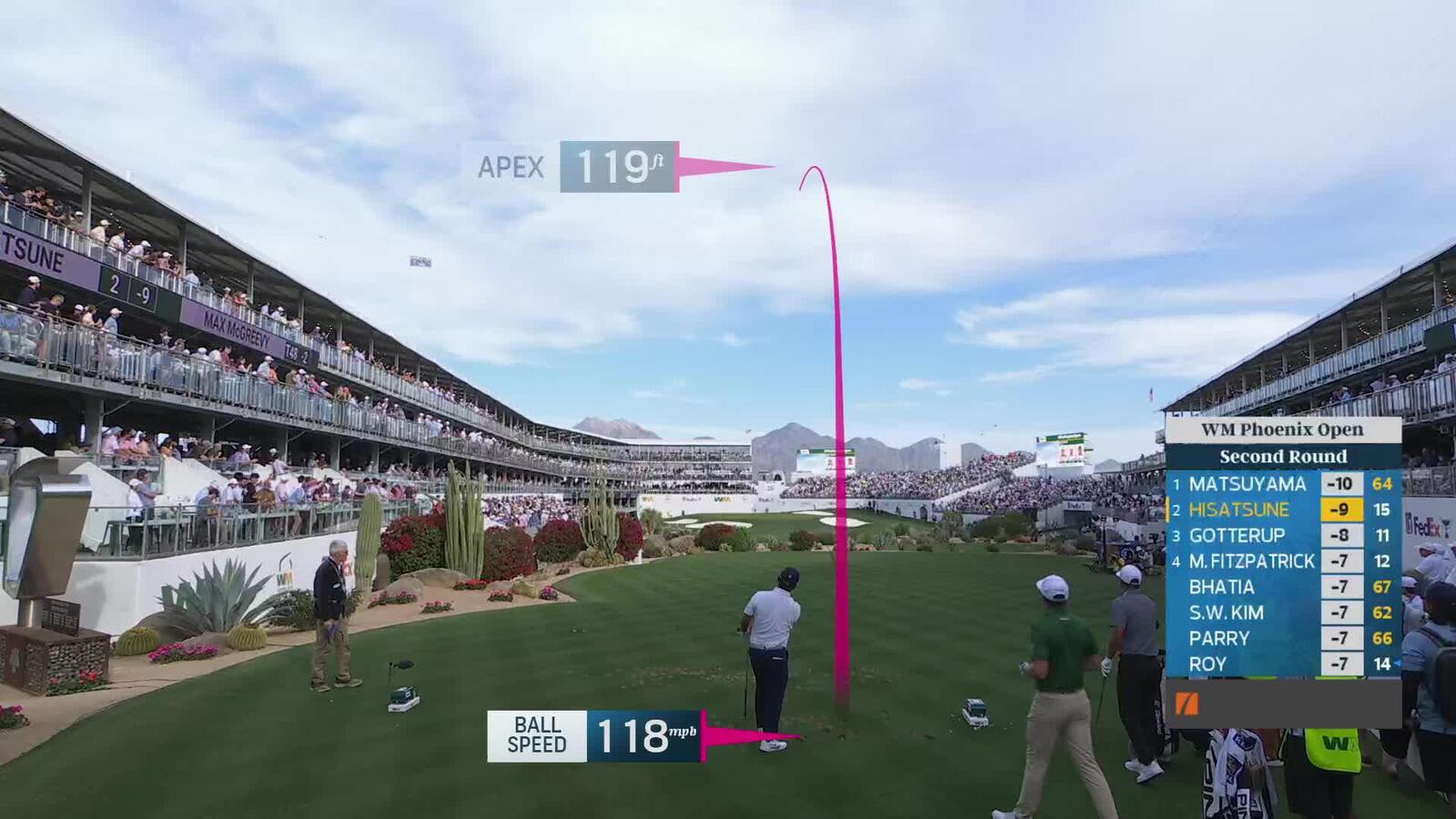 Ryo Hisatsune hits 166-yard tee shot to 8 feet, sets up birdie on No. 16 at WM Phoenix Open
