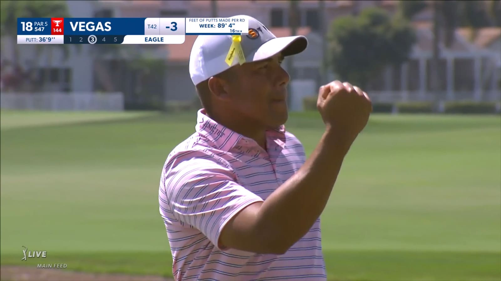 Jhonattan Vegas sinks a huge 36-foot eagle putt to finish at Honda
