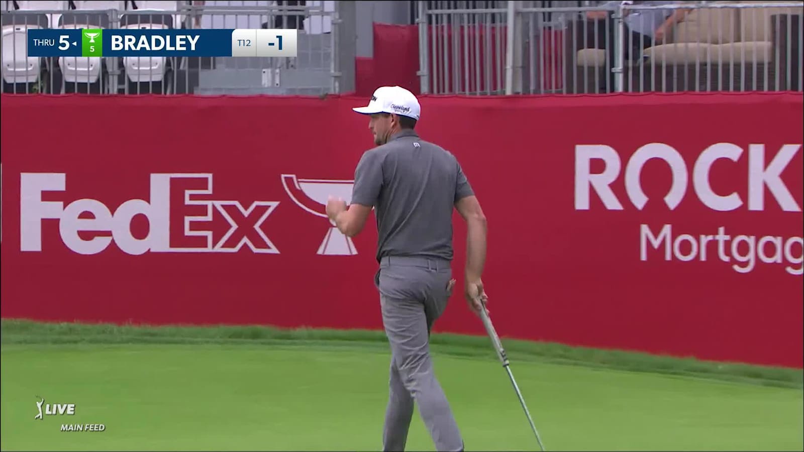 Keegan Bradley gets up-and-down from fringe for birdie at Rocket Mortgage