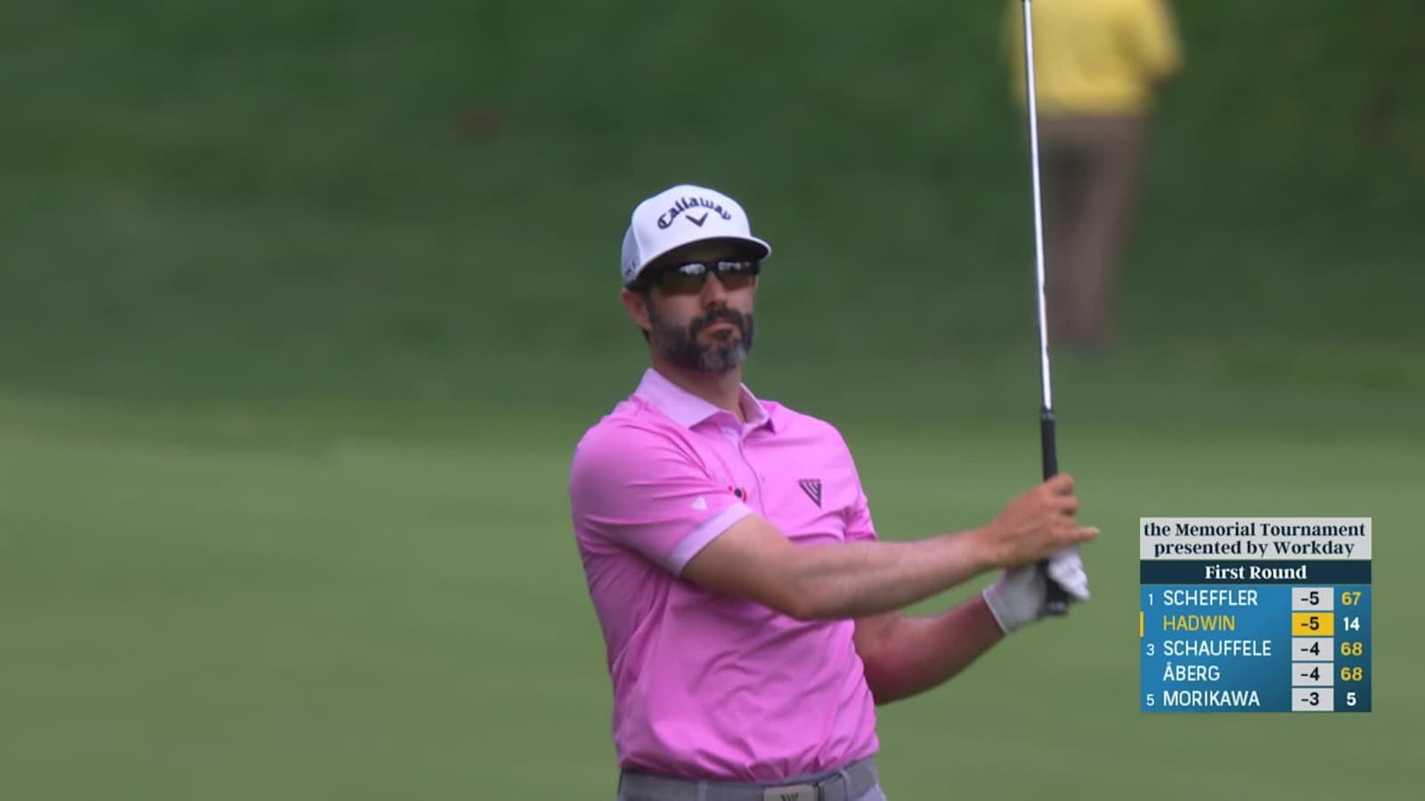 Adam Hadwin dials in approach to set up birdie at the Memorial