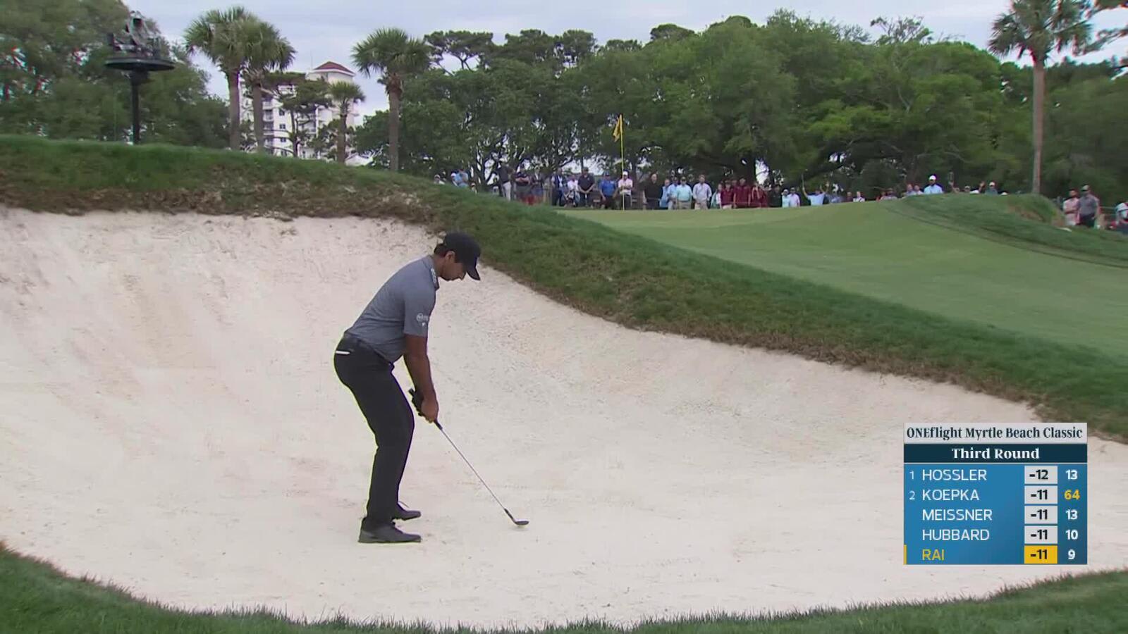 Aaron Rai sinks 10-foot putt for birdie on No. 10 at ONEflight Myrtle