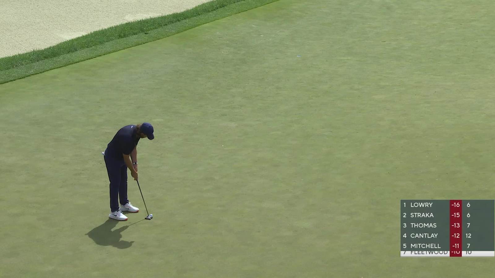 Tommy Fleetwood sinks a 33-foot birdie putt on No. 11 at Truist Championship