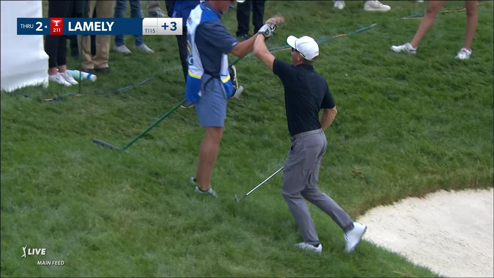 Derek Lamely holes out from bunker to make birdie at RBC Canadian