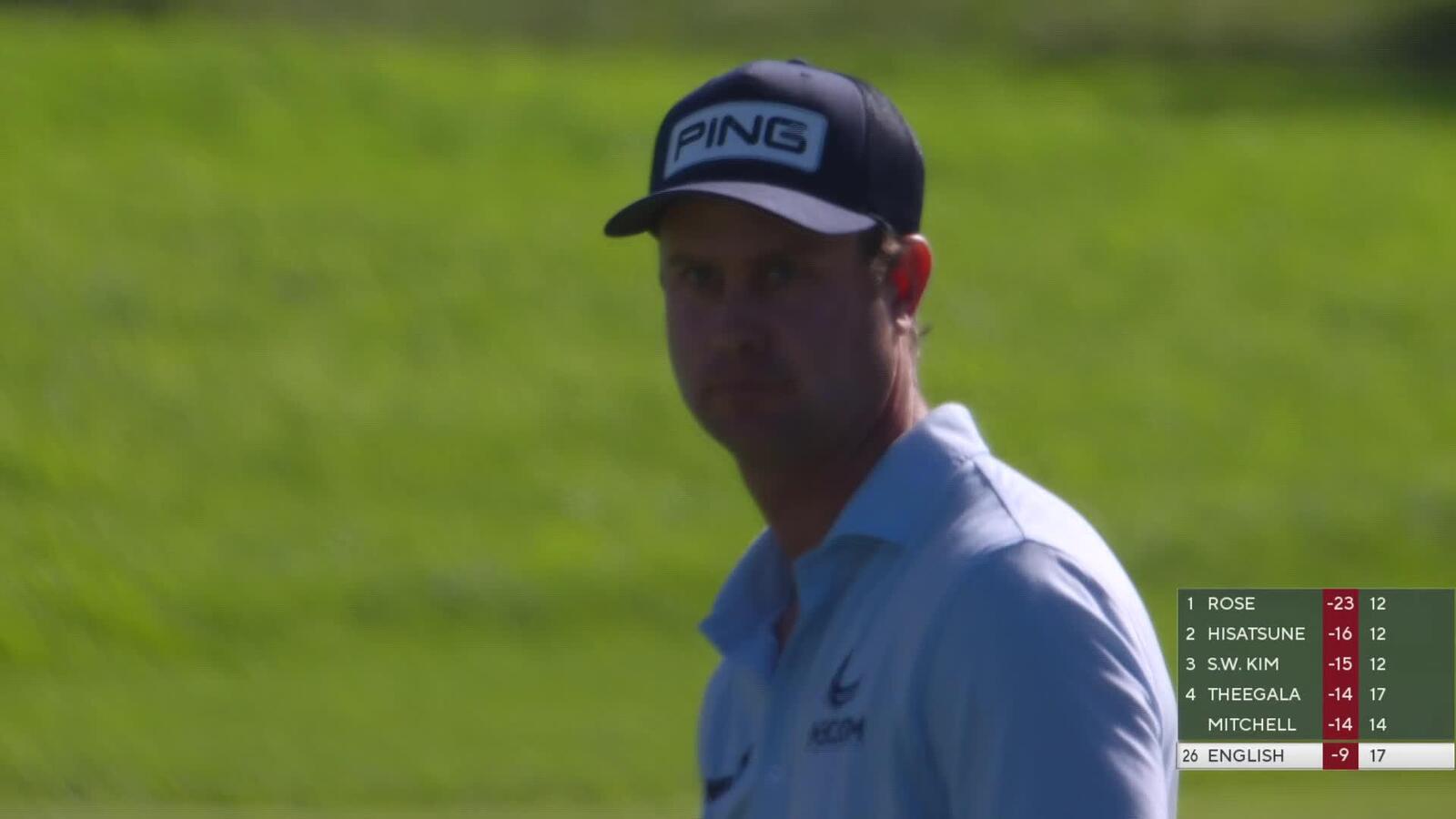 Harris English hits 100-yard approach to 2 feet, sets up birdie on No. 18 at Farmers